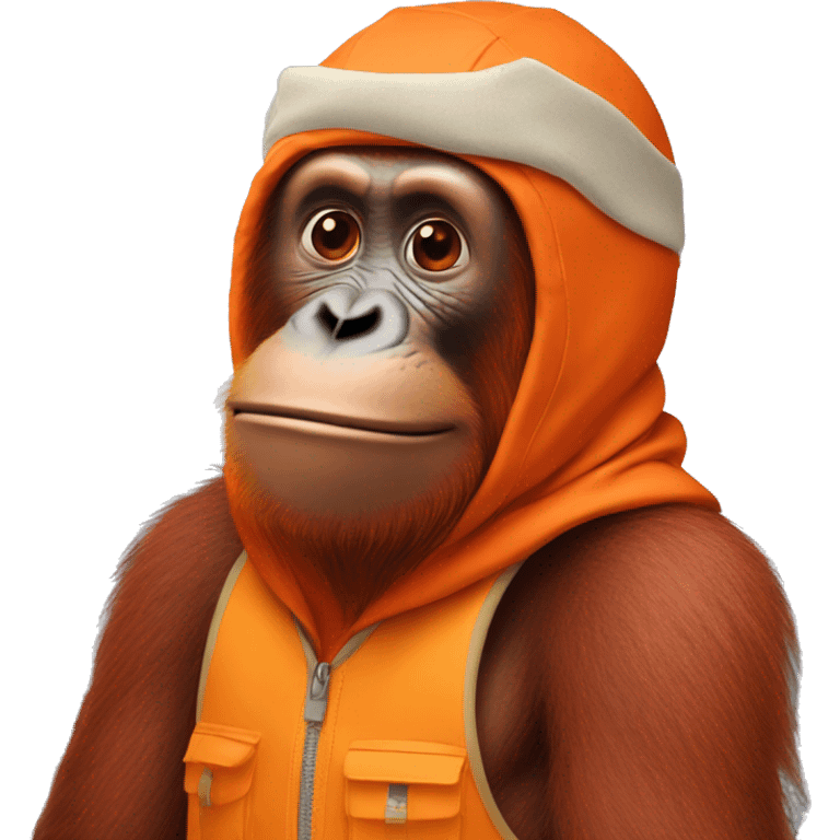 Orangutan wearing Orange ski mask emoji