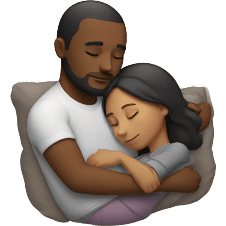 sleeping couple hugging emoji