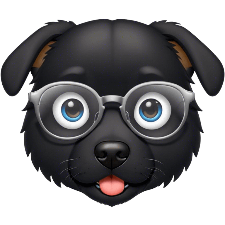 Black dog with glasses emoji