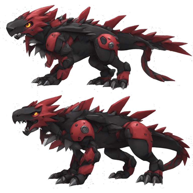  Cool Edgy Black Red Digimon-Fakemon-Garurumon full body emoji