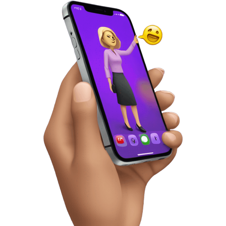 Purple iPhone 14 Pro Max dropping to the ground out of Caucasian lady’s left hand emoji