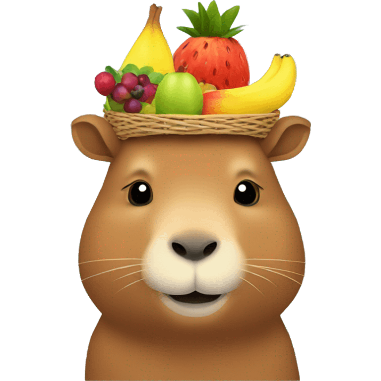 Capybara with fruit basket on head emoji