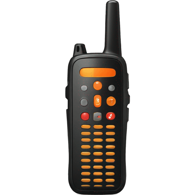 black walkie talkie with red-orange button on side emoji