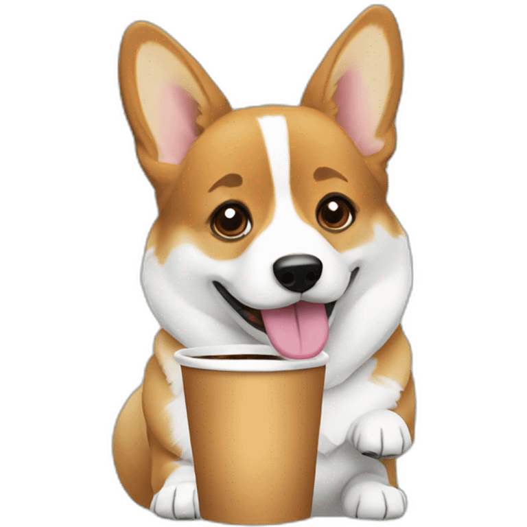 corgi drinking coffee emoji