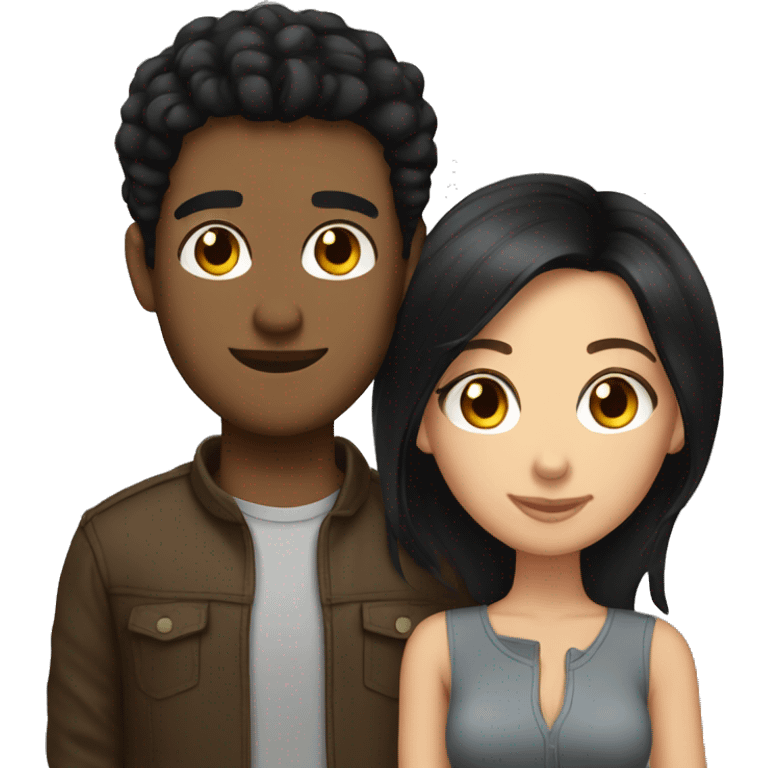 brunette boyfriend and black haired girlfriend emoji