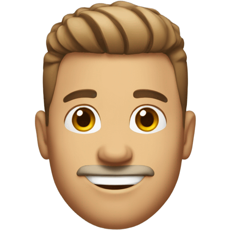 white smiling man with short brown low taper fade hair emoji