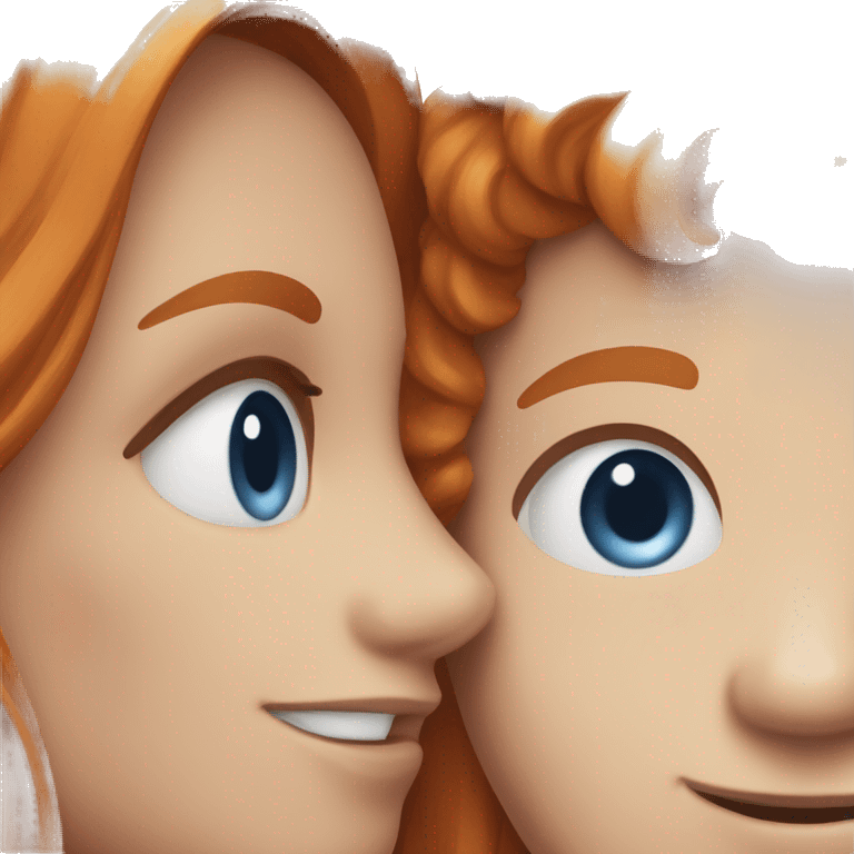 Ginger girl with blue eyes and brunette boy with blue eyes emoji