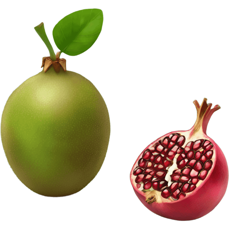 one kiwi and one pomegranate close to each other emoji