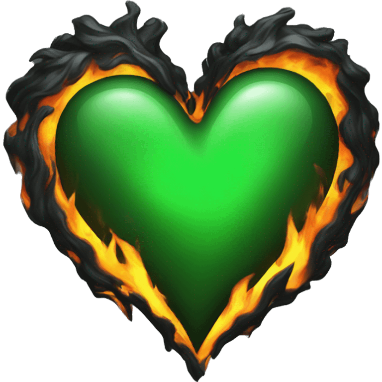 Black flame green Heart emoji