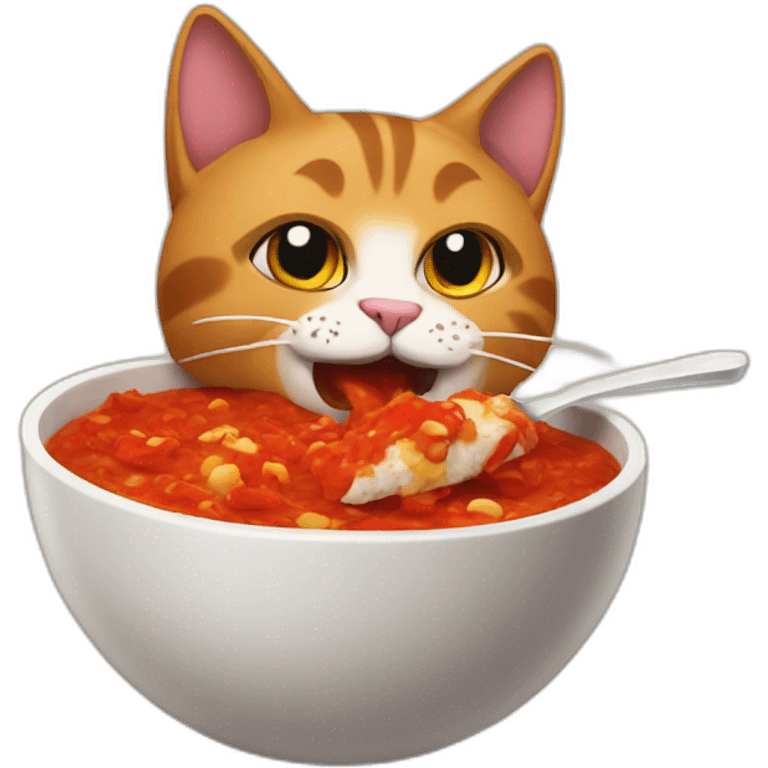 Gato comiendo picante emoji