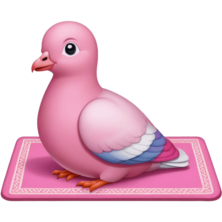 Cute muslim pink pigeon praying on a mat emoji