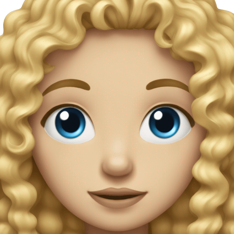 Curly blond hair with blue eyes girl rolling eye emoji