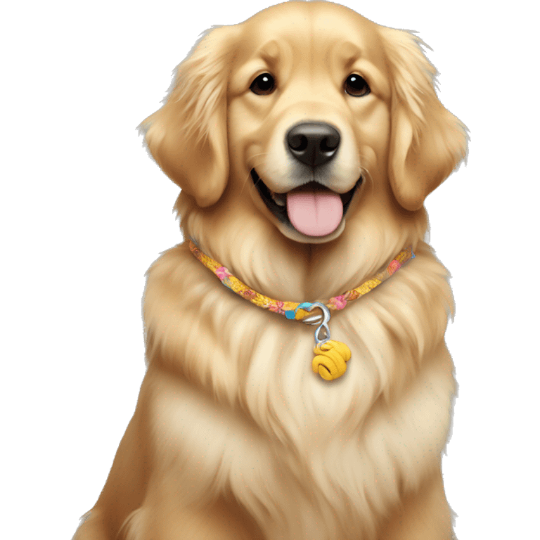 fluffy golden retriever wearing a friendship bracelet  emoji