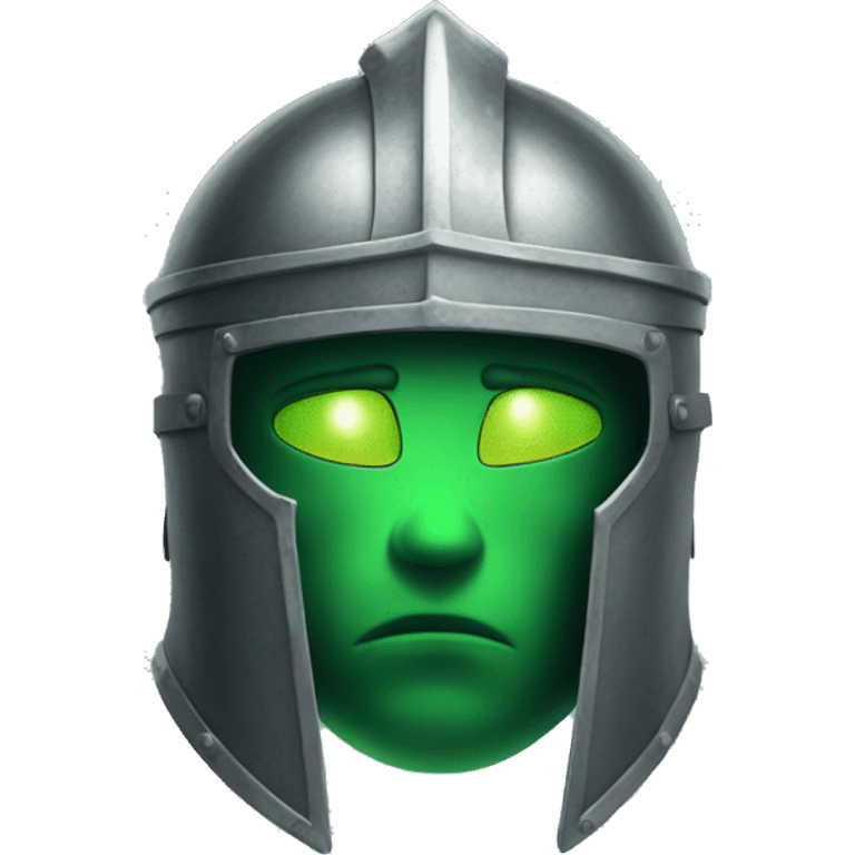 knight's head in a helmet with green light coming out of his eyes emoji