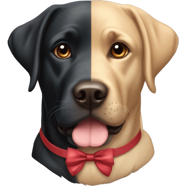  Labrador with Rottweiler with a bow on it emoji