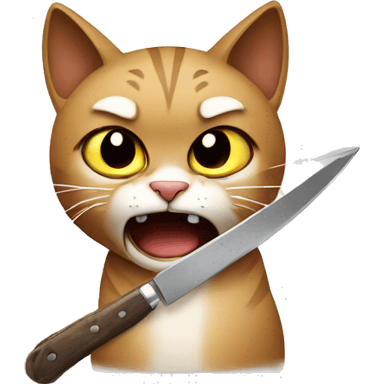 Angry cat with a knife emoji