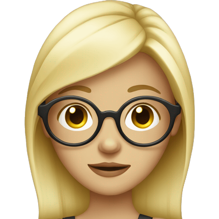 Blonde quirky girl with round glasses emoji