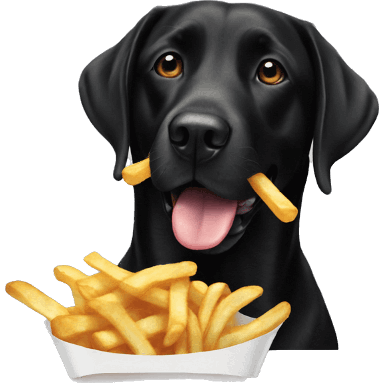 Black lab eating French fries emoji