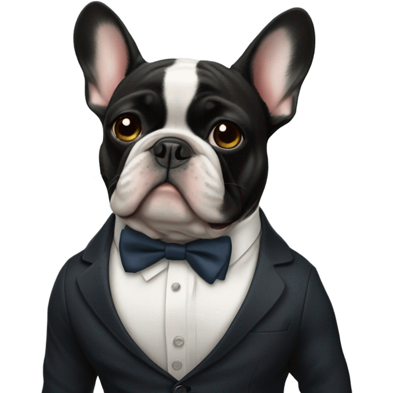 Frenchie wearing a tie emoji