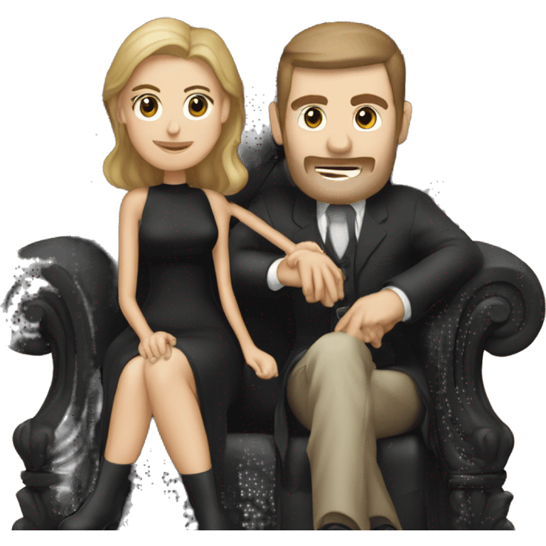 Woman in black dress sitting on man’s lap on a throne  emoji