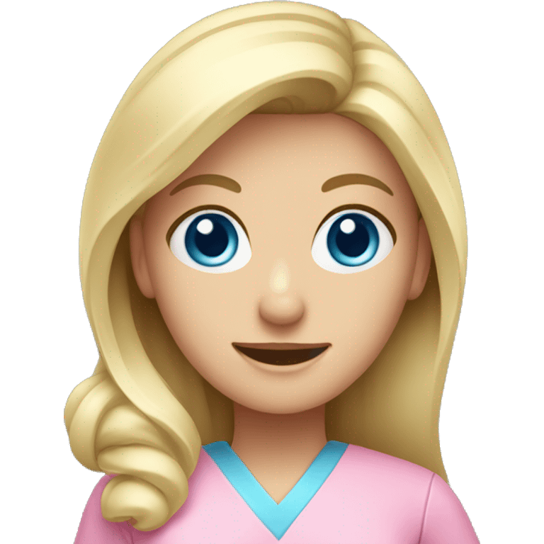 blonde dentist with blue eyes and pink scrubs  emoji