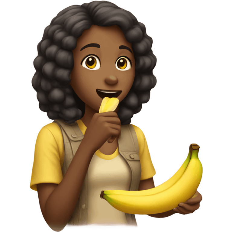 Girl eating banana emoji