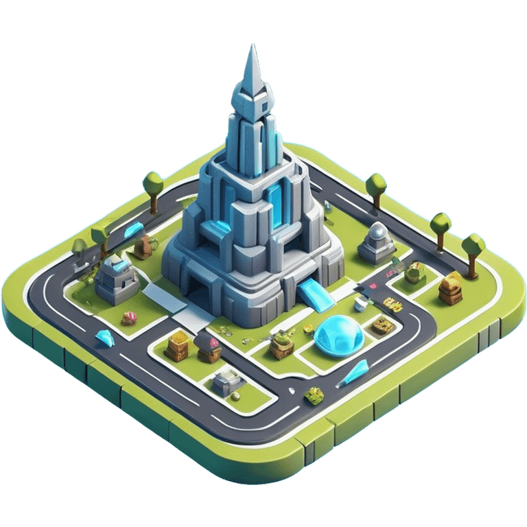 Clash of Clans aesthetic: Cinematic Playful 3D Isometric Holographic Map Emoji, rendered in a 3D vector-style similar to standard emojis with minimal shading and bold, simplified shapes. A compact, distinct form with signature details, softly glowing with a futuristic sci-fi warfare charm. Simplified yet unmistakably iconic, highly detailed and consistent, glowing with a soft radiance and high shine. Stylized with a touch of high-tech brilliance and a soft glowing outline, capturing the essence of a beloved gaming relic with a friendly, playful manner! emoji