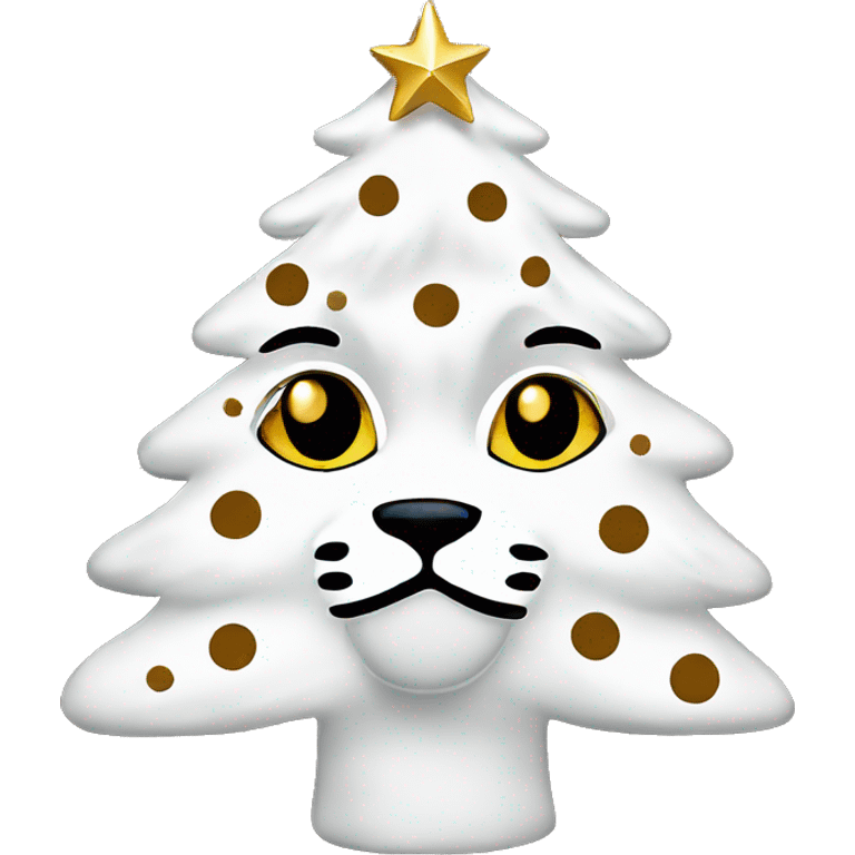 White Christmas tree with cheetah print ornaments and cheetah print star emoji