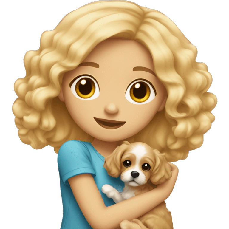 Blonde girl with cavapoo puppy emoji