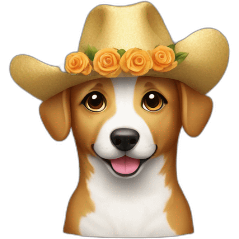 husskie dog with celebrate hat and flowers emoji