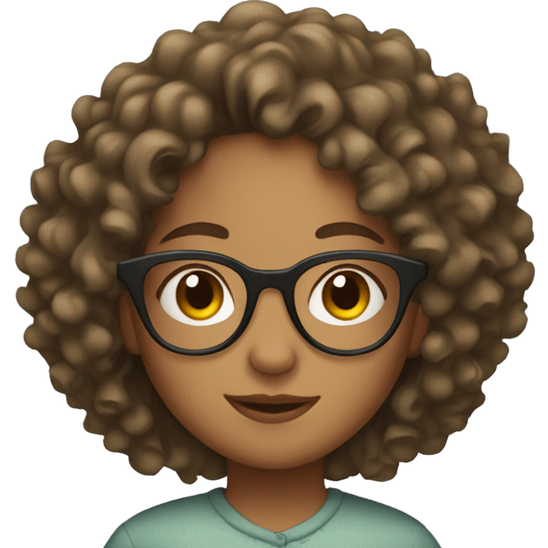 Curly-haired girl with glasses emoji