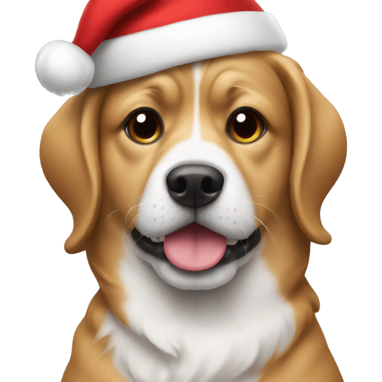 Dog wearing Santa hat emoji