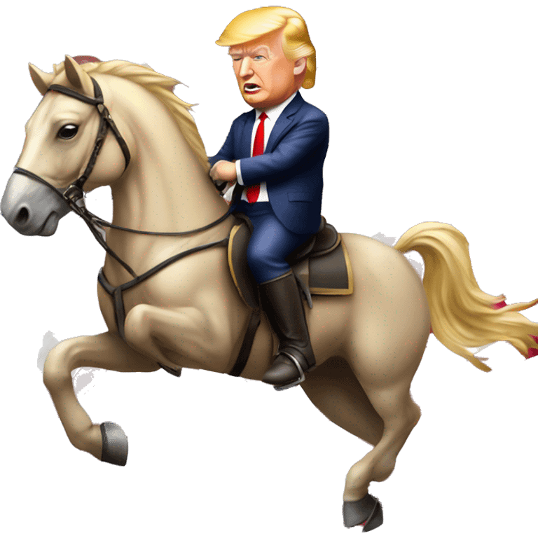 Donald Trump on horse with American flag emoji