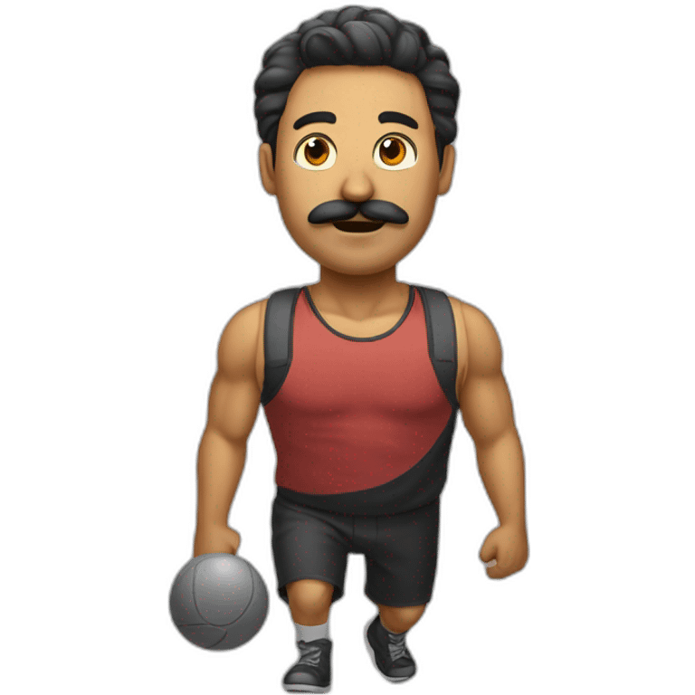  Expressivelyh strenuously carrying a lot of balls Man with mustache emoji