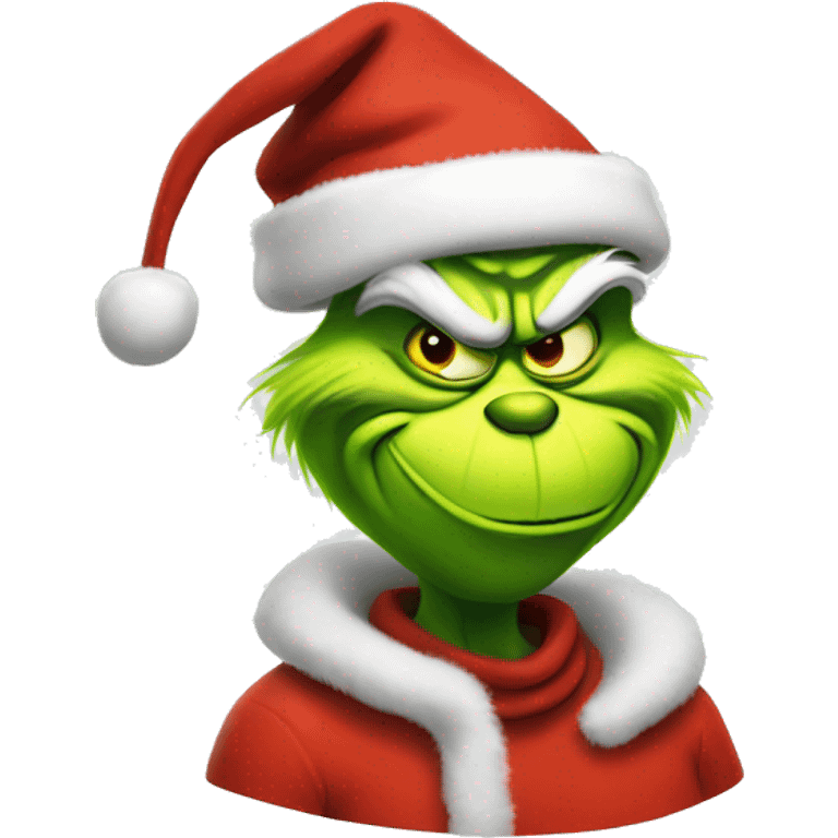 Grinch wearing Santa hat emoji