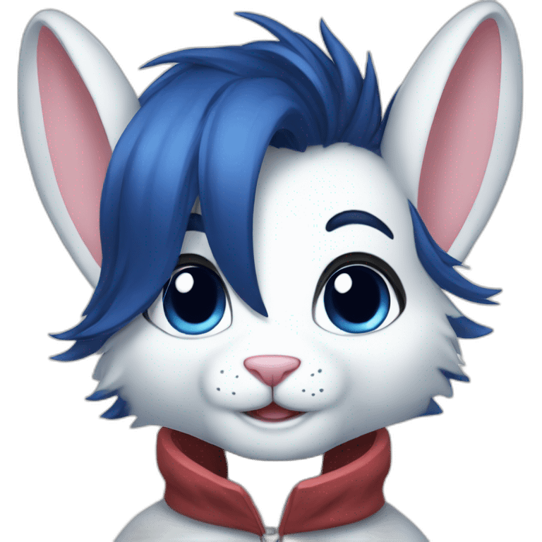 Male Anthro white rabbit with dark blue hair emoji