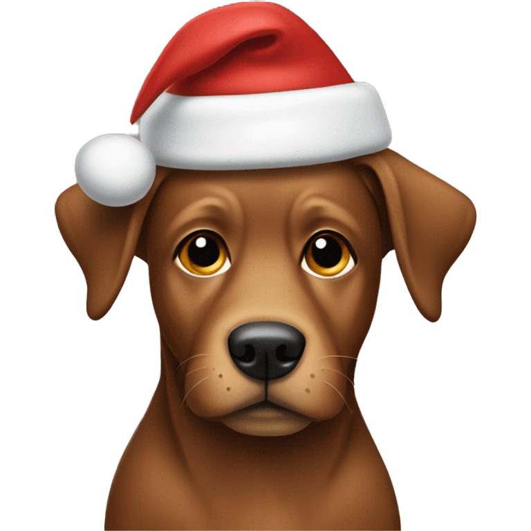 Brown dog wearing a Christmas hat  emoji