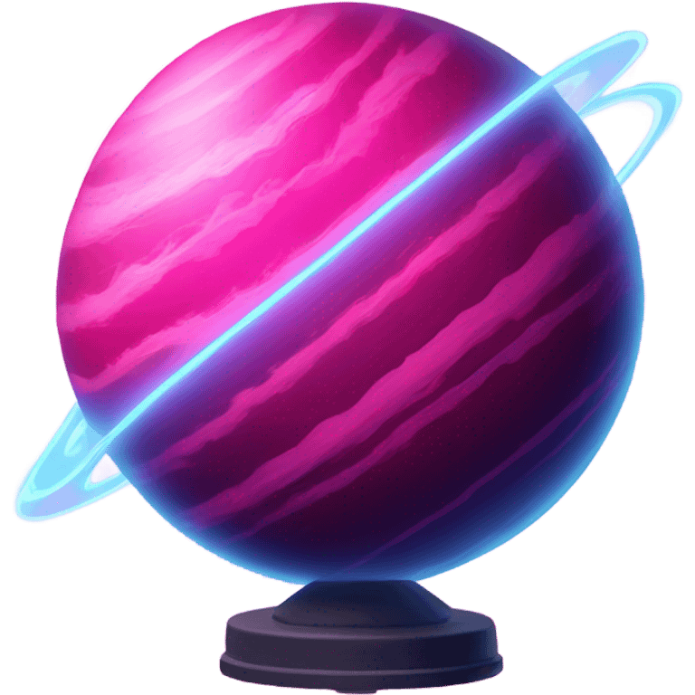 Neon pink planet with glowing rings and large heart   emoji