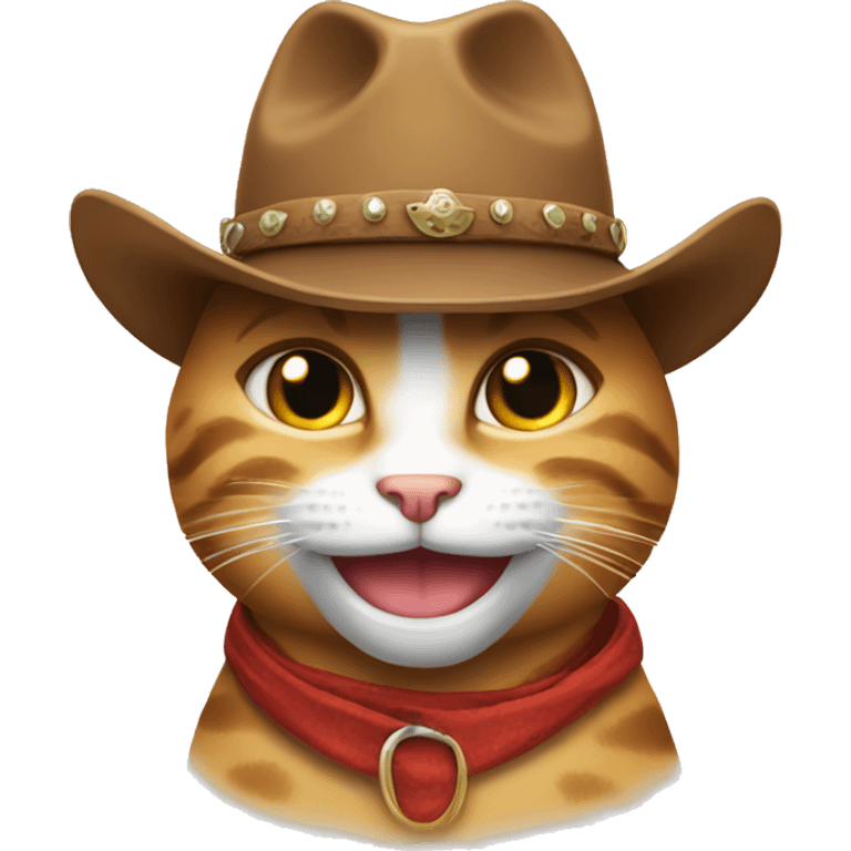 iOS cat grin emoji with cowboy hat emoji