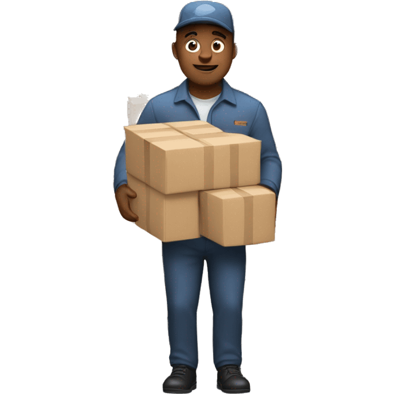 Delivery driver holding too many packages emoji