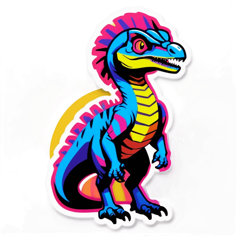 Synthwave dilophosaurus logo emoji