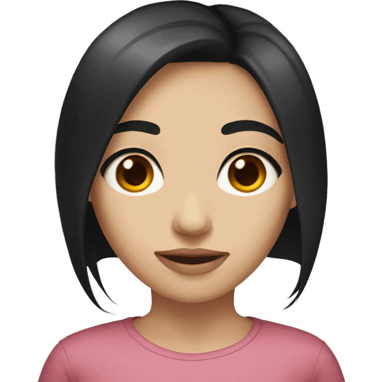 Girl with fair skin, long-ish black hair, and dark hazel-ish eyes emoji