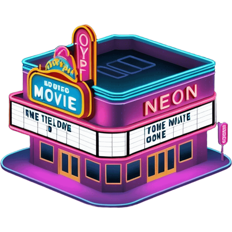 neon movie theater exterior isometric emoji