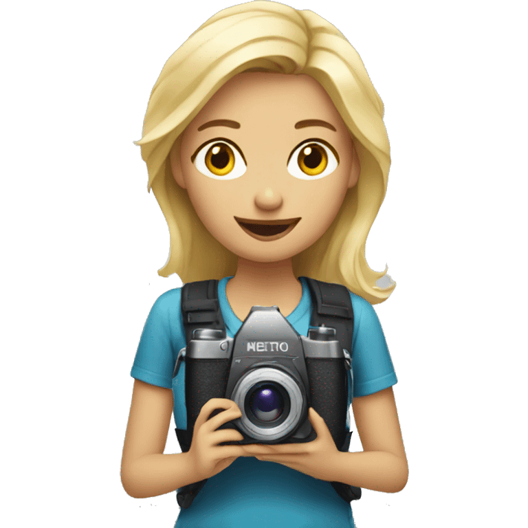 Blonde girl with a camera emoji