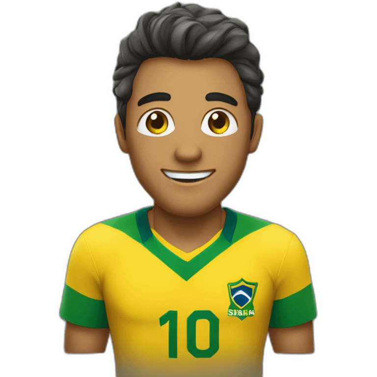 Homem com camisa do brasil levantando uma taça  emoji