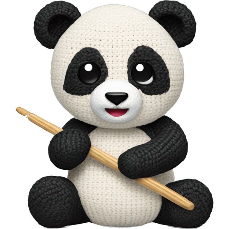 panda crocheting emoji