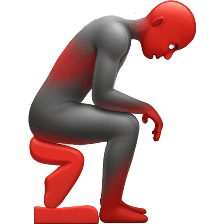 man struggle with back pain with a red area emoji