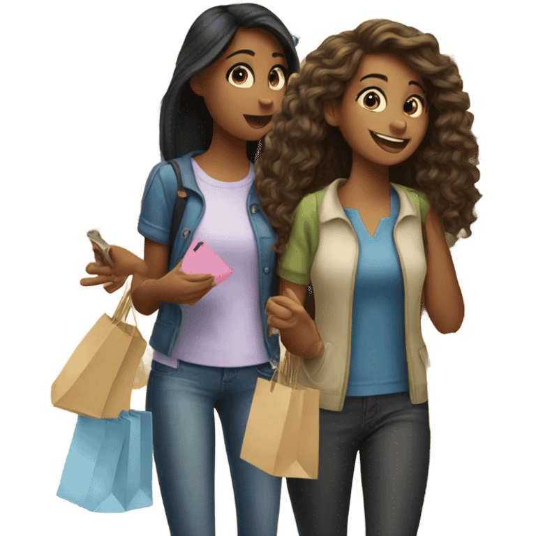 Three girls shopping for disney emoji