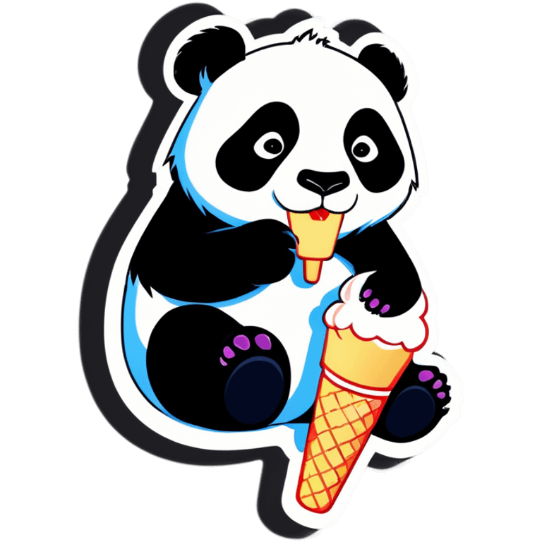 Panda eating ice cream emoji