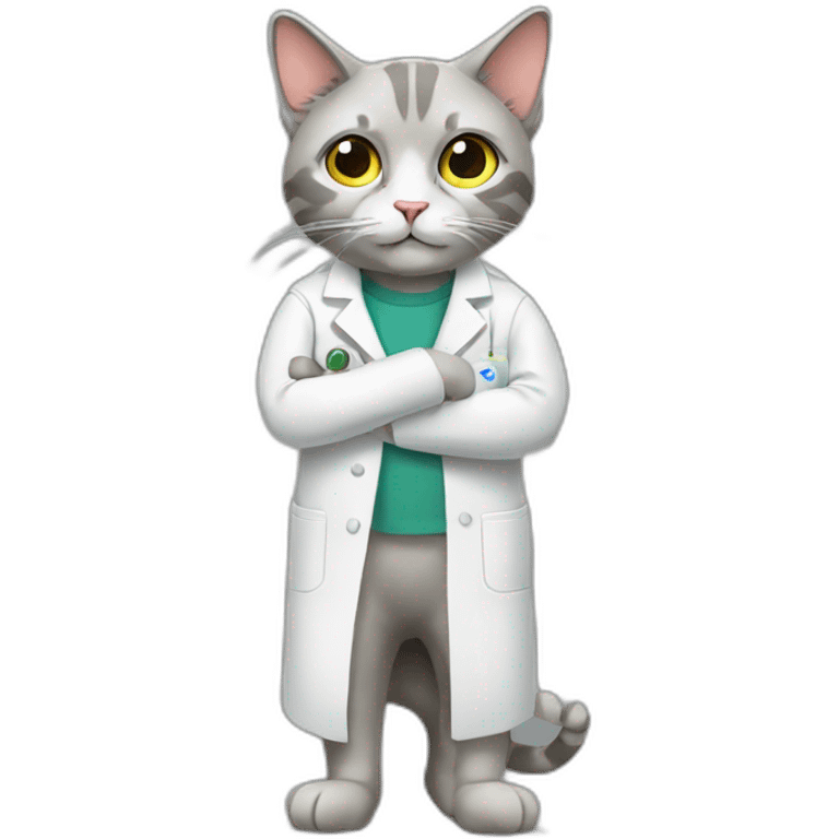 Full-length scientist cat emoji